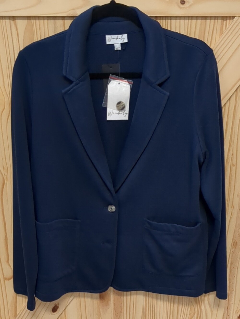 Wonderly Navy Knit Blazer